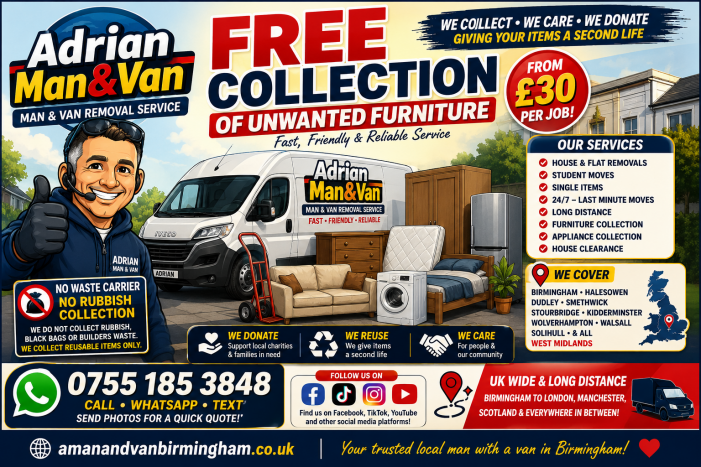 Free collection unwanted reusable furniture Birmingham